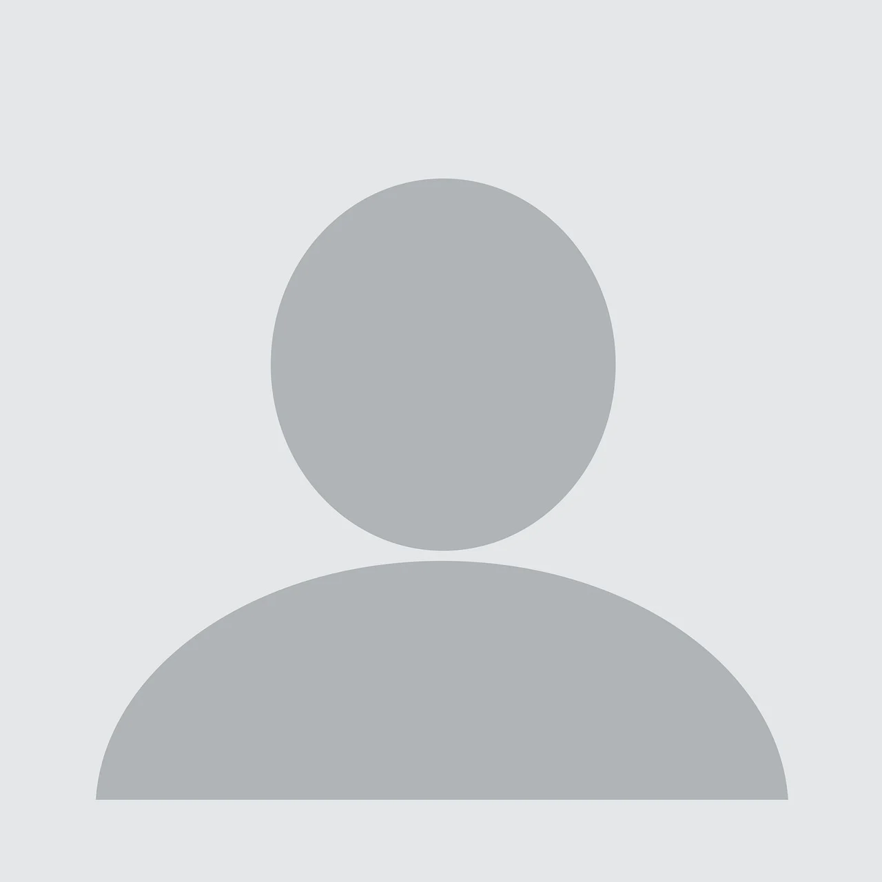 Minimalist gray profile icon featuring a circular head and curved shoulders on light gray.